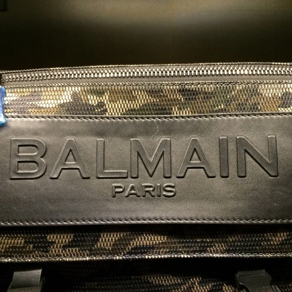 BALMAIN Camo Nylon & Leather Messenger Bag - Picture 4 of 6
